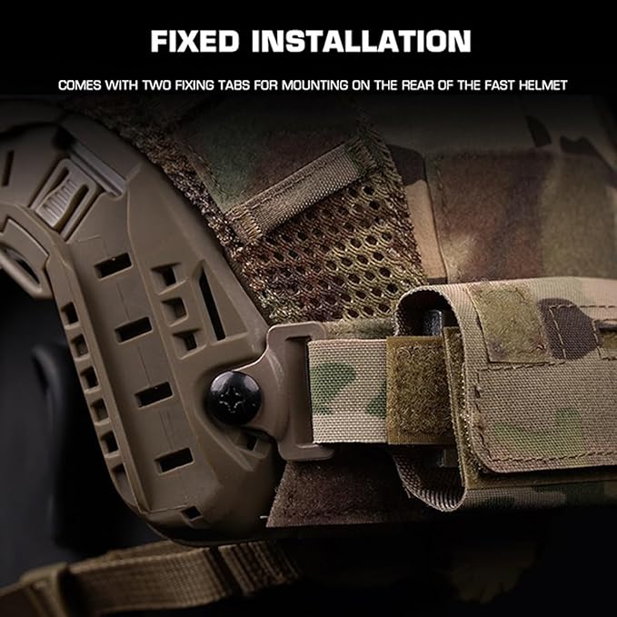 Tactical Helmet Weight Distribution Bag Adjustable Counterbalance Pouch with Hook &amp Loop Compatible Fast Helmets