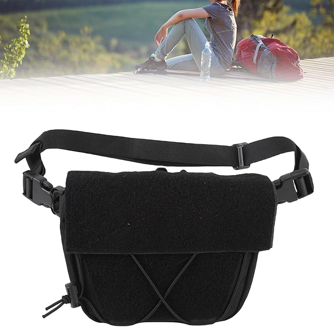 Hiking Fanny Pack Drop Pouch Oxford Cloth Sub Abdominal Carrying Kit Bag Utility Tool Pouch Fanny Pack for Chest Rig Vest (Black)