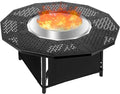 38 Inch Fire Pit Surround Tabletop for Solo Stove Bonfire up to 17.5 and Most Wood Burning Fire Pits 18.4 in Inner Coated Metal Outdoor Fire Pit Table with 360° Safety Barrier