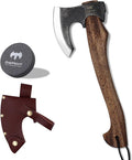 Hatchet 15.7 Camping Axe with Leather Sheath Bushcraft Axe with 1065 Carbon Steel &amp Beech Handle Survival Hatchet for Wood Splitting and Chopping - Perfect for Gardening and Outdoor