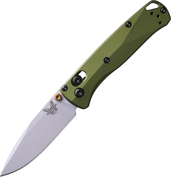Benchmade - Mini Bugout Outdoor EDC Folding Knife Drop-Point Blade with Woodland Green Aluminum Handle (533SL-10)