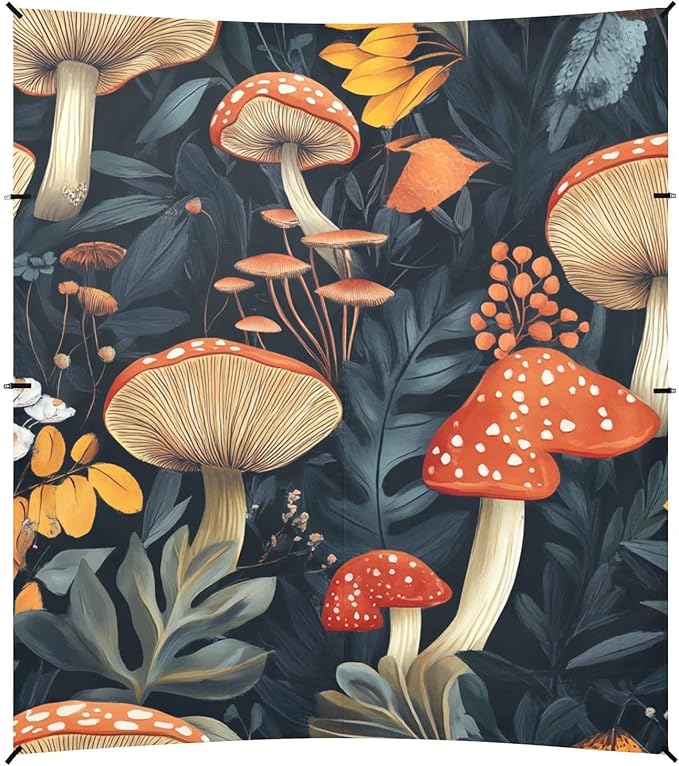 ALAZA Mushroom Floral Leave Beach Tent Sun Shelter Portable Canopy Sunshade for Outdoor Camping Picnics Backyard Fun 10x9 ft