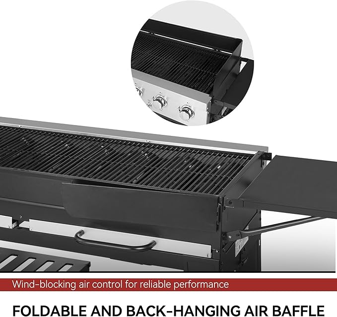 Royal Gourmet 8-Burner Gas Grill 104000 BTU Liquid Propane Grill Independently Controlled Dual Systems Outdoor Party or Backyard BBQ Black