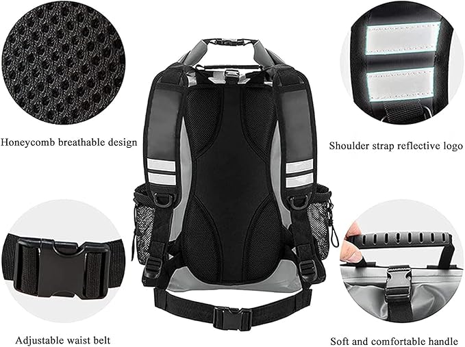 Outdoor Dry Sack/Floating Waterproof Bag Floating Lightweight Dry Bag Large Capacity Sports Backpack Dry Bags for Boating (Color : Gray)