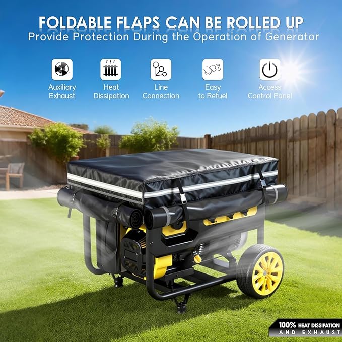 Generator Covers While Running 32x24x24 Inches Generator Covers for Outside 1680+400D Double Layer Portable Heavy Duty Dustproof/Waterproof Cover for 5000W-10000W Frame Generators Black
