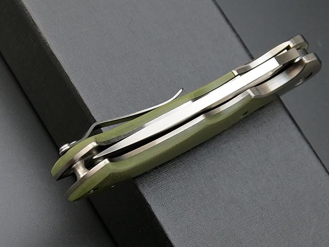Eafengrow EF7 Folding Knife K110 Steel Blade G10&ampStainless Steel Handle EDC Tool Knives for Outdoor Working Camping Hiking(green)