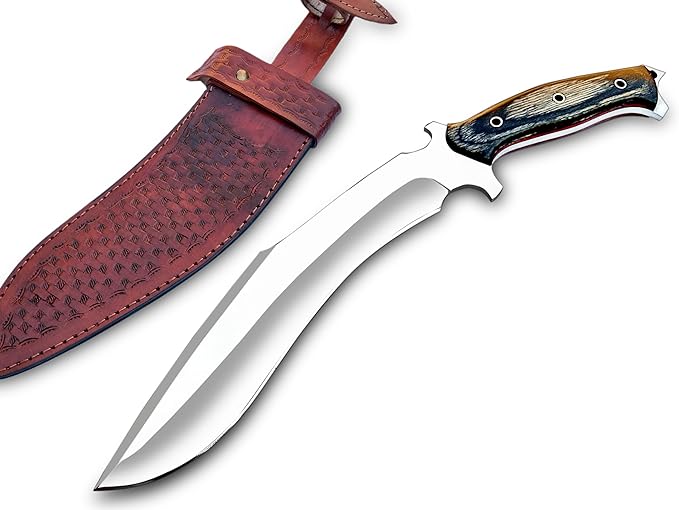 WARIVO Handmade D2 Kukri Knife - 15 Inch Fixed Blade Full Tang Machete for survival Clearing Bush Yard Work Gardening Camping Hiking and Bushcraft Outdoor Activities