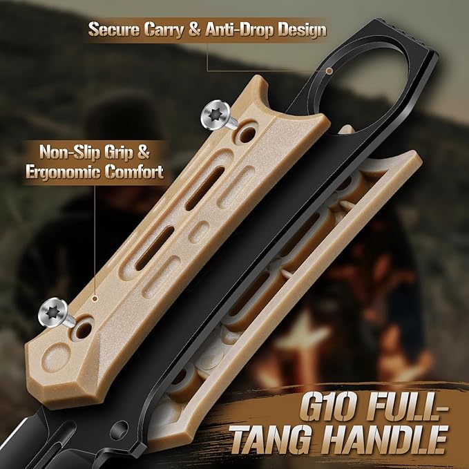 Freelander D2 Steel Survival Knife Bundle with Sharp Outdoor Axe