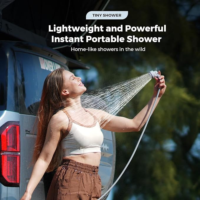 FLEXTAILGEAR Tiny Shower Portable Shower for Camping Rechargeable Camping Outdoor Shower Portable Shower Pump for Hiking Waterproof Outdoor Camp Pump Car wash Pet Cleaning Beach Vacations