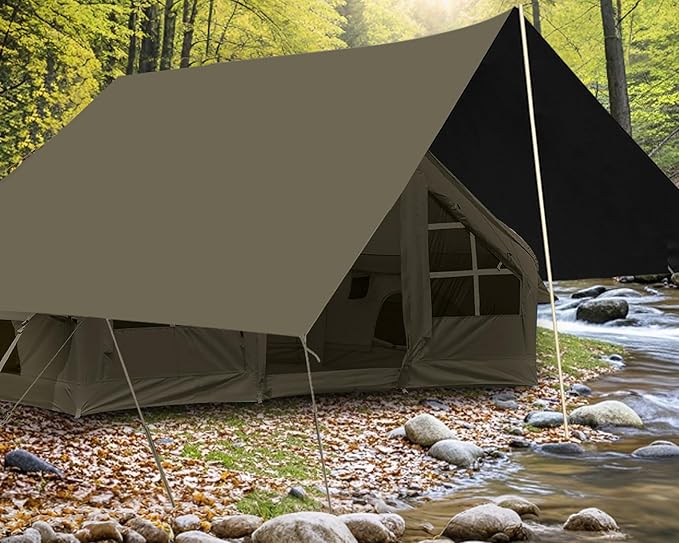 Inflatable Camping Tent2/4/6/8 Person Glamping Inflatable Tents with Awning Quick Setup Blow Up Tents with Pump Waterproof Oxford Inflatable House for Camping Air Glamping Hot Tents for Adult