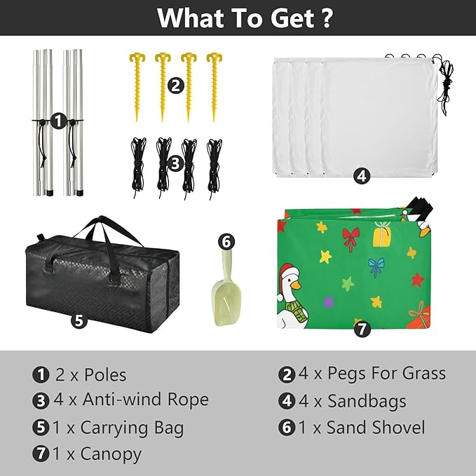 xigua Duck Beach Tent Sun Shelter with Carrying Bag - Silver Coated Oxford Fabric Beach Canopy for Beach Camping Fishing - Includes Windproof Ropes Sandbags &amp Stakes