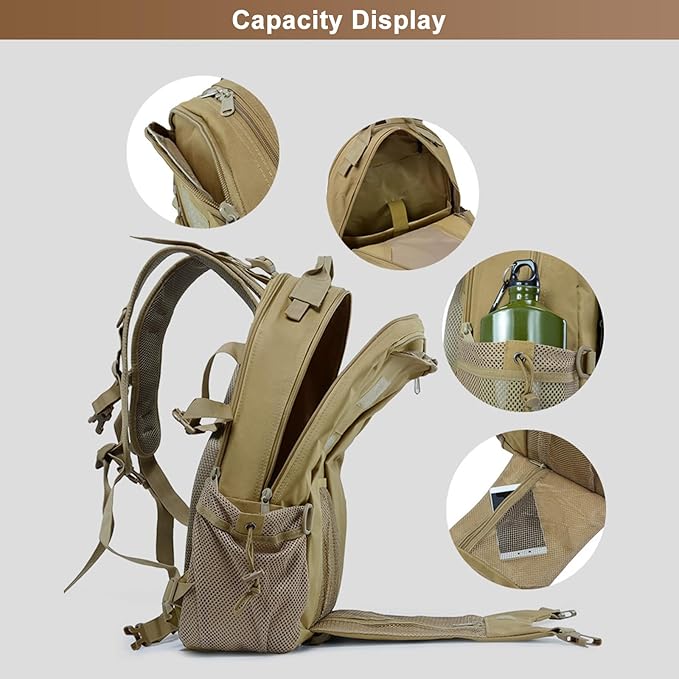 Men's Lightweight Oxford Cloth Backpack Tactical Rucksack Large Capacity Travel Daypack for Outdoor Hiking Camping (F/Multicolor)