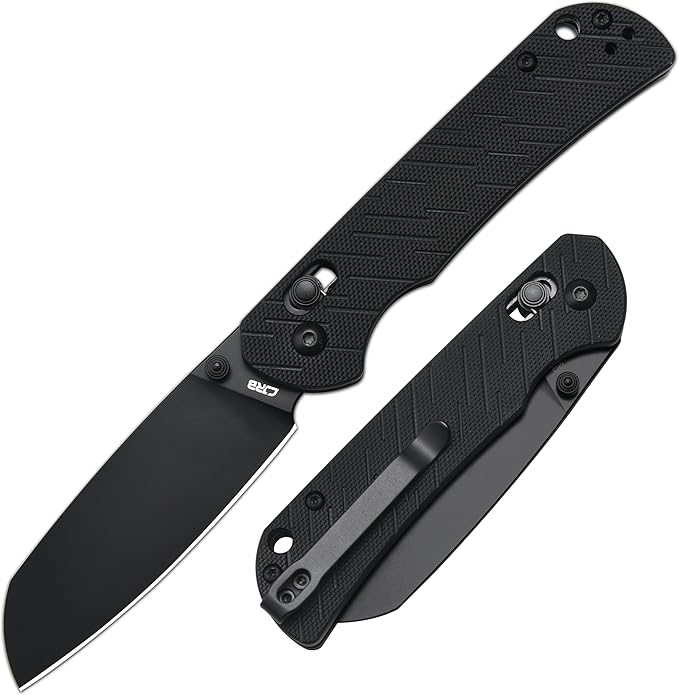 CJRB Lyrid Folding Pocket Knife 3.15'' AR-RPM9 Steel Blade with G10 Handle Crossbar Lock Sharp EDC Knife for Men Women Camping Survival Hiking(J1953 Black)