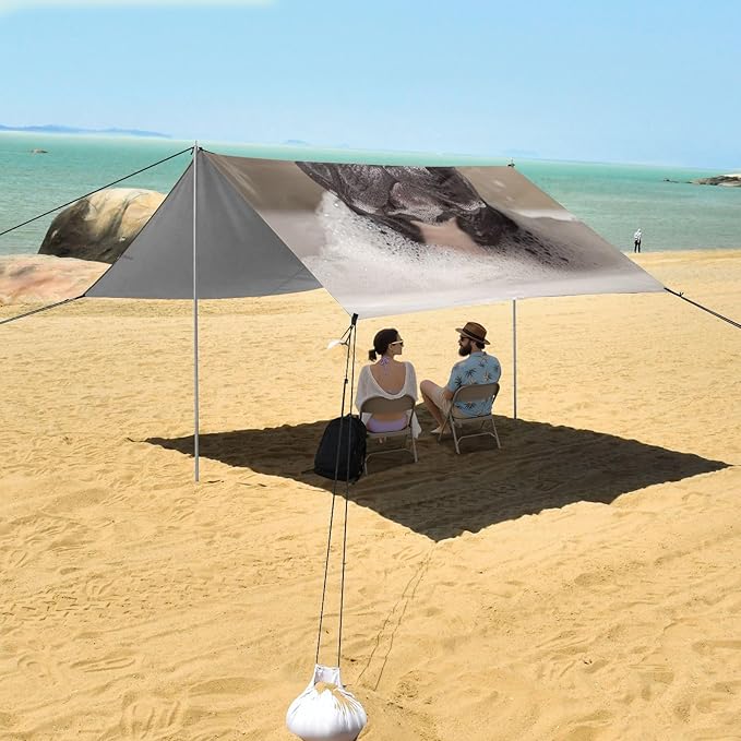 ALAZA French Bulldog Take A Bath Cute Dog Beach Tent Sun Shelter Portable Canopy Sunshade for Outdoor Camping Picnics Backyard Fun 10x9 ft
