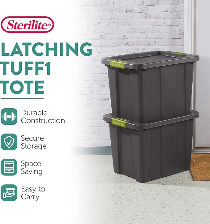 Sterilite 12-Pack Storage Bins with Lids Heavy Duty Totes Tuff1 18 Gallon Flat Gray