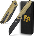 Sitivien ST103 Folding Knife D2 Steel BladeMicarta Handle EDC Tool Knife for Outdoor Camping Hunting Survival(Green)