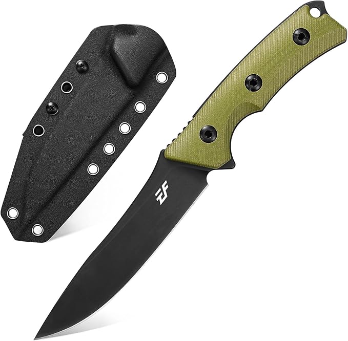 Eafengrow EF125 Fixed Blade Knife 14c28n Steel Blade G10 Handle Scales Fixed Knifes for Outdoor Camping Hunting Survival EDC Tool Knives with Kydex Sheath(Army Green)