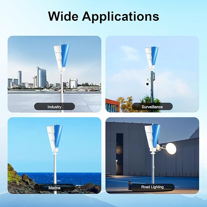 100W Vertical Axis Wind Turbine Generator Permanent Magnet Generator with Intelligent Controller Low Noise Helical Design Windmill for Home Boats Street Lighting