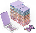 CATEARED Trabricks 2-in-1 Stackable Diamond Art Trays With Lids Diamond Art Storage Craft and Bead Storage Organizer &amp Line-Up Box Package (Clear Purple 30 piece Tray Kit)