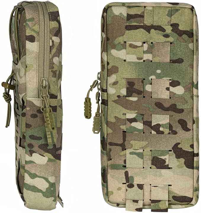 Tactical Hydration Pouch with Inner Bladder for 1L Water Bag Laser Cut MOLLE Hydration Pouch for Hiking Biking Running and Climbin 500D Nylon