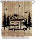 WELMECO Mountain Forest Camping Theme Shower Curtain Rustic Farmhouse Cabin Bathroom Decor Polyester Fabric 72x72 inch with Hooks