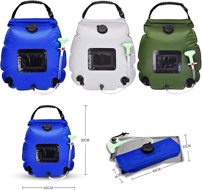 Portable Hiking Shower Bag 20L Outdoor Camping Solar Water Bag Travel Easy to Transport Parts (Color : Grey) (Green)