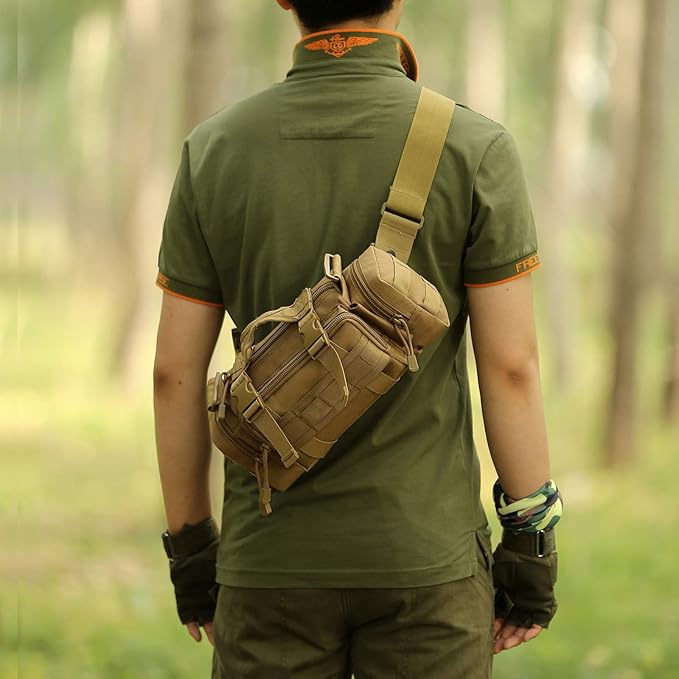 Protector Plus Tactical Fanny Pack Military Assault Waist Bag Hip Belt MOLLE Sling Army Lumbar Gear Pouch EDC Camera Handlebar Range Bags (Patch Included)
