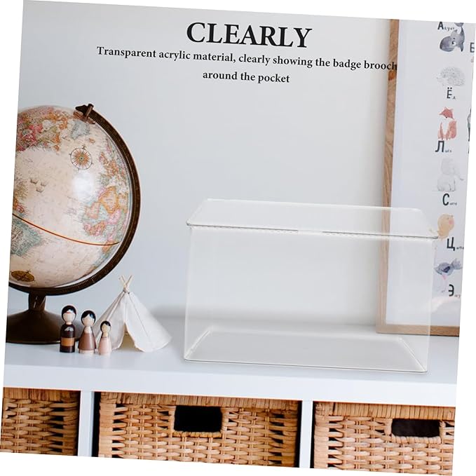 Angoily Acrylic Storage Box for Badges and Collectibles Large Capacity Organizer Lid for Display Case for Easy Access and Viewing