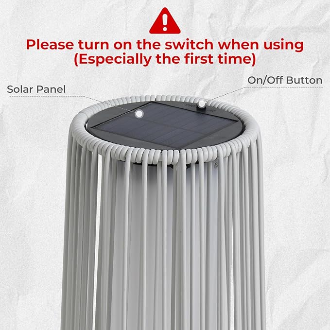 Grand patio Outdoor Floor Solar Light 2-Pack Wicker Solar Patio Lamp Waterproof Outside Deck Lamp for Porch Yard Garden Lawn Decorations - White Gordes 2 PCS