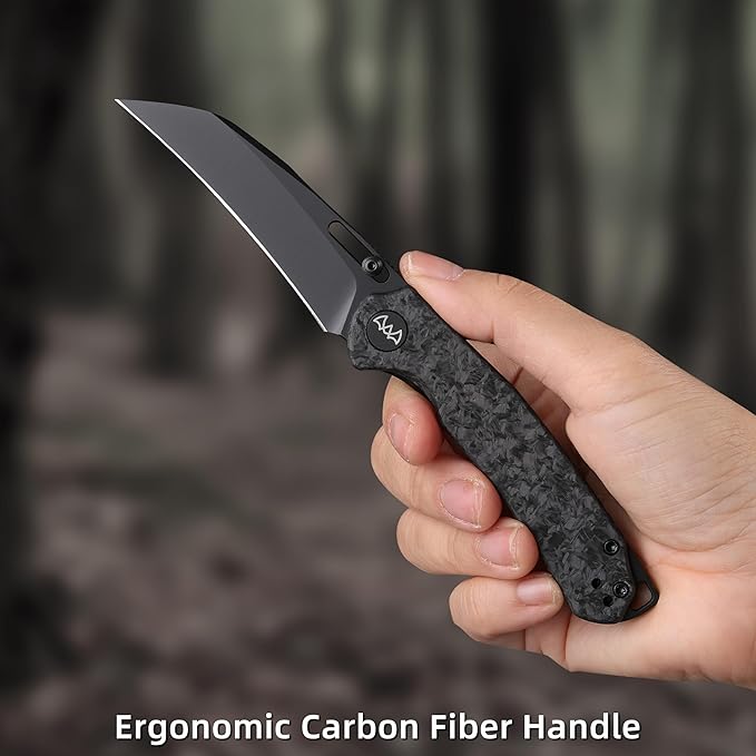 Folding Pocket Knife 3.1 Stonewash Blade EDC Knife with Safety Liner Lock Small Pocket Knife with Clip for Men Sharp Camping Hiking Hunting Survival Knives
