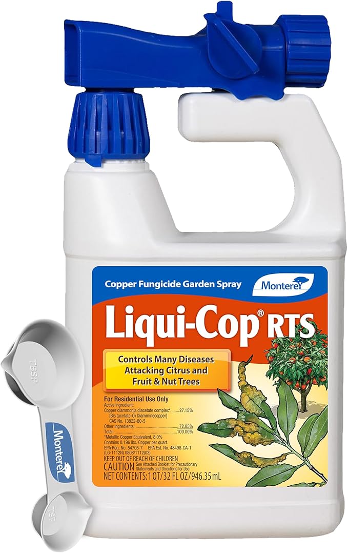 Monterey Liqui-Cop Bundled with Garden Measuring Spoon - Copper Fungicidal Garden Spray for Disease Prevention in Plants Ready to Spray 1 Quart