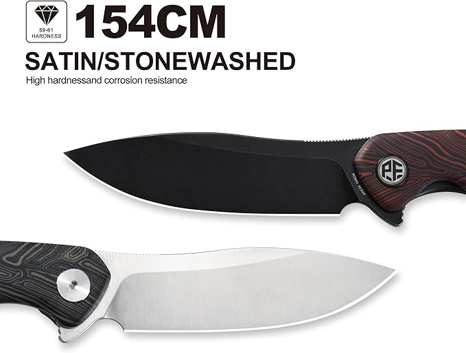Petrified fish PFE14 Rogue Folding Knife3.43 154CM Steel Satin Blade G10 Handle Pocket knife for Camping Outdoor EDC (Green Satin)