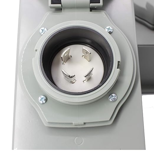 X-Haibei 30 Amp Generator Power Inlet Box 125/250 Volt NEMA L14-30P 4 Prong 7500 Watts fit Generator Plug for Outdoor Receptacle LED Light (30A NEMA L14-30P)
