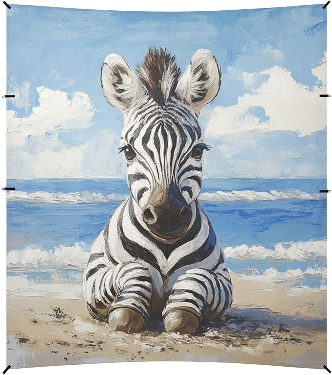 ALAZA Cute Zebra on The Beach Beach Tent Sun Shelter Portable Canopy Sunshade for Outdoor Camping Picnics Backyard Fun 10x9 ft
