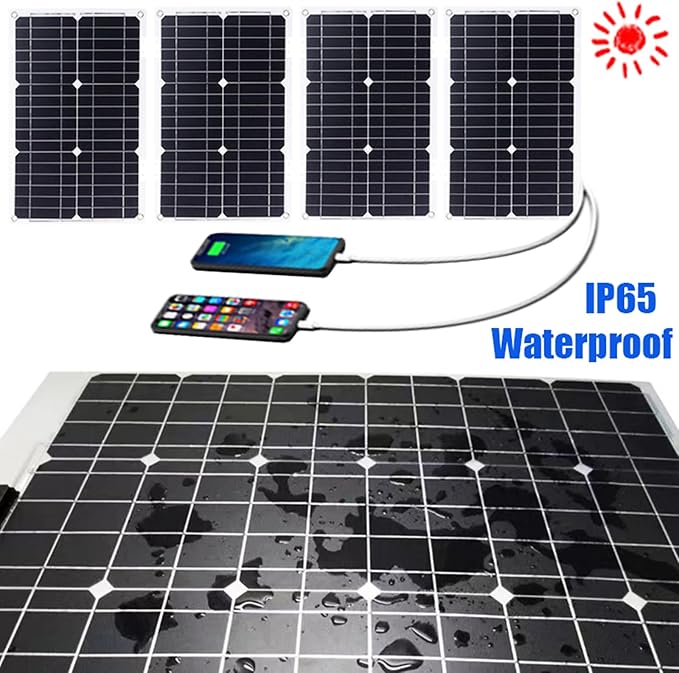 Complete 10000W Solar Panel Kit with Pure Sine Wave Inverter &amp 50A Charge Controller for Marine RV(100W)