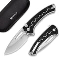 SENCUT Squiggy Pocket Knife Camping Folding Knife with 3.89'' 9Cr18MoV Blade &amp G10 Handle Reversible Clip for EDC Hiking S24082A-1 (White/Black)