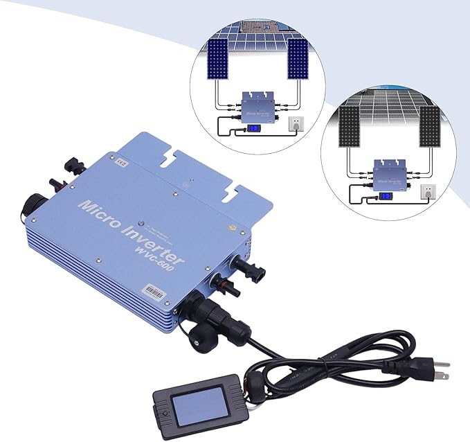Solar Grid Tie Micro Inverter WVC-600W 600W 110V Waterproof Inverters Solar Powered Reversing Converter Aluminium Alloy Inverters w/LCD Display for Schools Power Stations Homes
