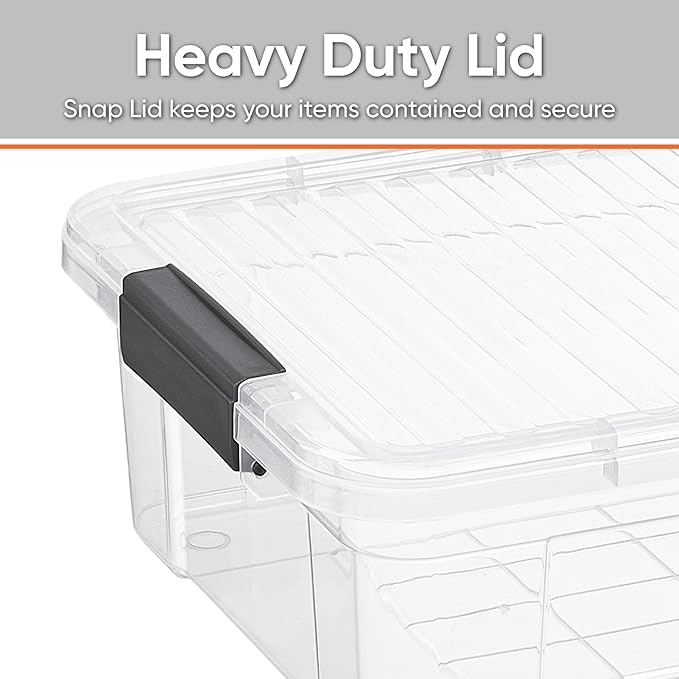 Superio 6 Pack Clear Plastic Storage Container with Lid Home - 13.7 Qt Office Organizer Storage Bin Stackable For Closet Under the Bed or Locker Use for Clothes Food Toys Supplies Linen.