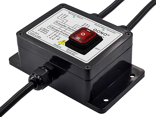 Manual Transfer Switch AC120V 15Amp with Surge Protection for Generator Inverter Solar. OONO F-1071