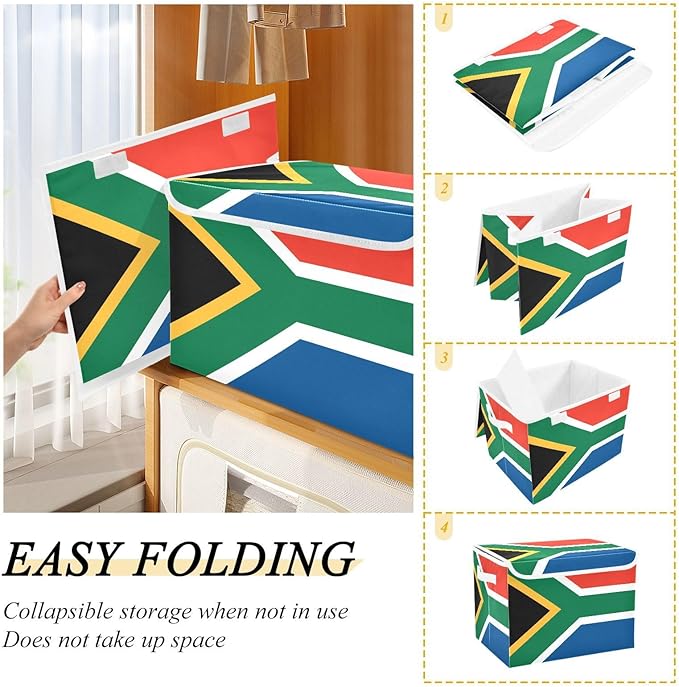 South Africa Flag South African National Storage Bins with Lids Stackable Container Storage Storage Bins with Handles