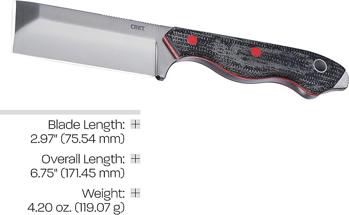 CRKT Razel Fixed Blade Knife with Sheath: D2 Blade Steel with Plain Edge Micarta Handle 4037
