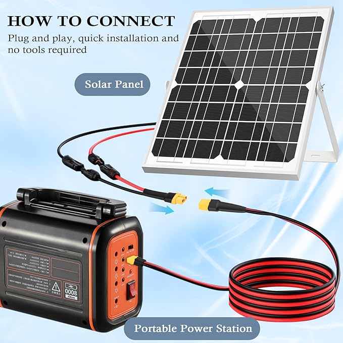 MOOKEERF XT60 Extension Cable 10AWG 100FT XT60 to XT60 Cable with Male to Female Connector for Portable Power Station Solar Panel RC Battery