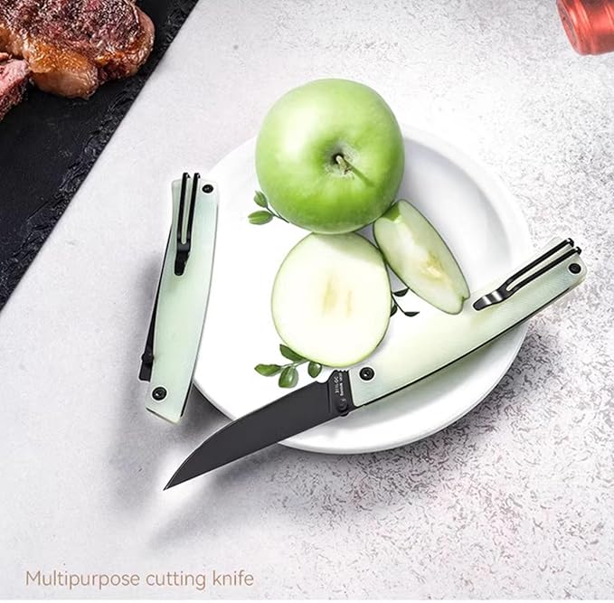 Sanrenmu Folding Knife with Pocket Detachable Clip 3.15 12C27 Steel Blade G10 Handle Foldable Knife 190mm/ 7.48 Full Length Utility 311L for EDC Outdoor Camping Hiking (Green)