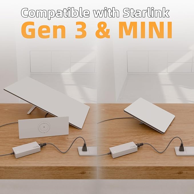 DAIERTEK Starlink Gen 3 Power Supply AC Charger with Power Cord 144W Adapter for Gen3 Standard Multi-Protection 100-240V
