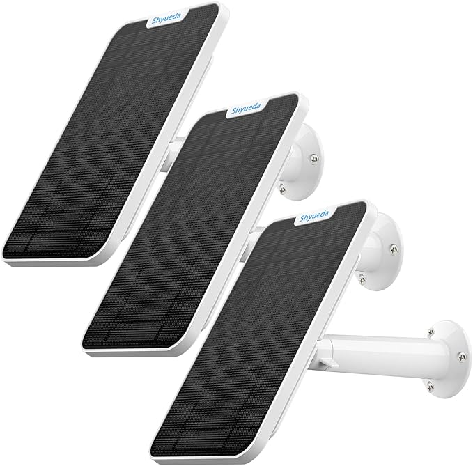 4W Solar Panel Charging Compatible with Eufycam 3/3C/2C/2C Pro/2/2 Pro/E20/E40/E/S40/S220/S300/L40/L20 with 13.1ft Waterproof Charging Cable IP65 WeatherproofIncludes Secure Wall Mount(3-Pack)