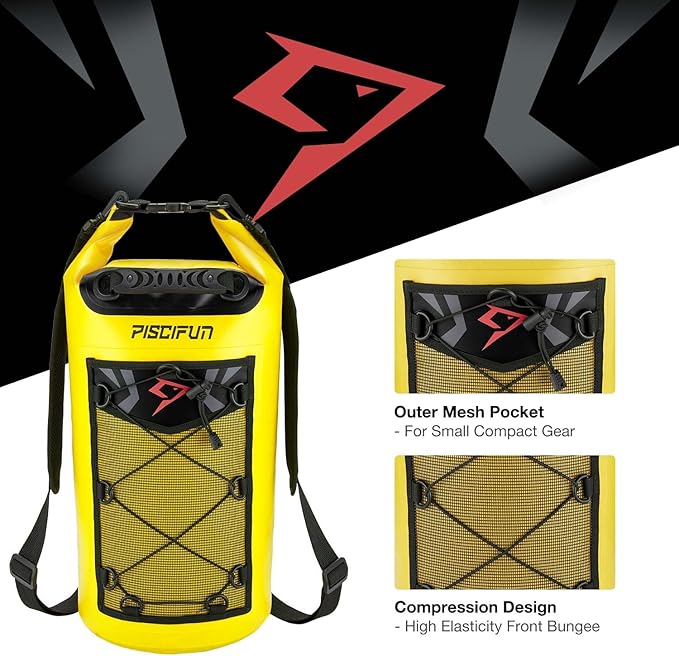 Piscifun Dry Bag Waterproof Floating Backpack 10L/20L/30L/40L with Waterproof Phone Case for Boating Kayaking Fishing