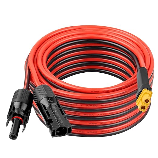 10AWG 25FT XT60 Solar Extension Cable 2 3 6 10 15 20 25 35 40 50 75 100FT XT60 Solar Extension Connector Adapter Thicker Cable Female to Male for Portable Power Station Solar Panel RC LiFePO4 Battery