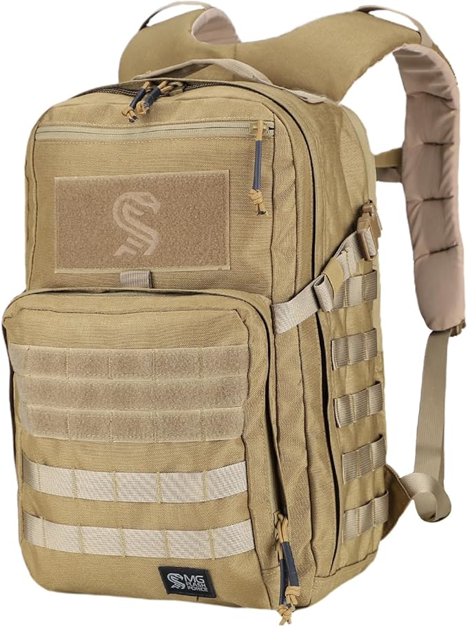 MGFLASHFORCE Molle Military Tactical Backpack for Men 30L Daypack Army Rucksack Pack Bug Out Bag 15.6 Laptop Compartment (Coyote Brown)