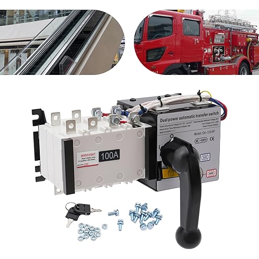 Dual Power Automatic Transfer Switch 4P 100A ATS Dual Power Generator Changeover Switch 110V Mini Electrical Selector Switches 3C Rated Voltage Range: 37V-440V