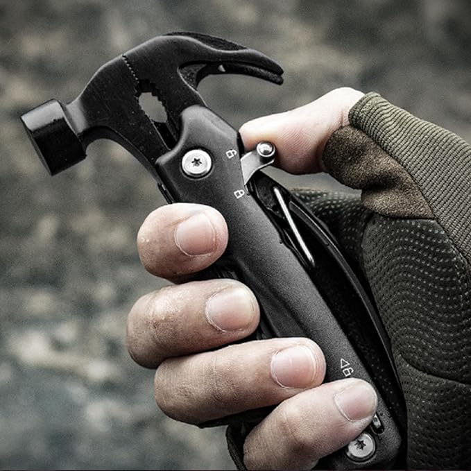 ToolOfLife 12-in-1 Stainless Steel Multi-functional Claw Hammer Multitool Camping Gear Emergency Survival Gear for Outdoor Camping Hiking